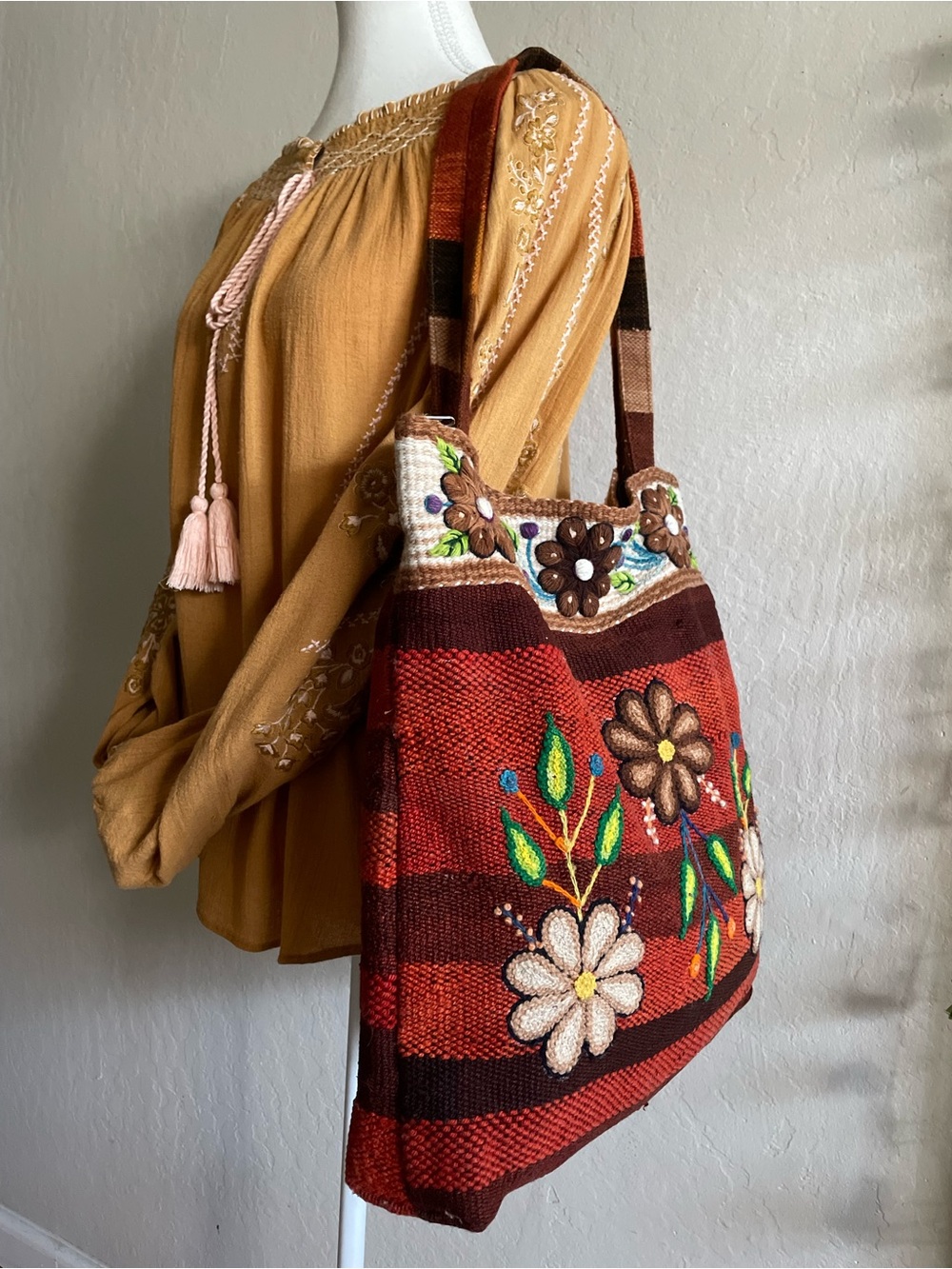 Vintage Handmade floral tote bag - Picture 5 of 13